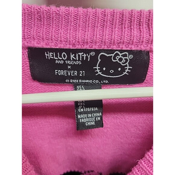 Forever 21 x Hello Kitty & Friends Badtz-Maru Pink Knit Sweater Pullover Sz L - Picture 11 of 11